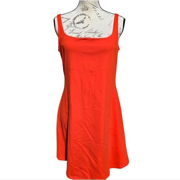 Susana Monaco NWT Square Neck Fit & Flare Mini Dress In Sunset Red XL - Picture 2 of 9